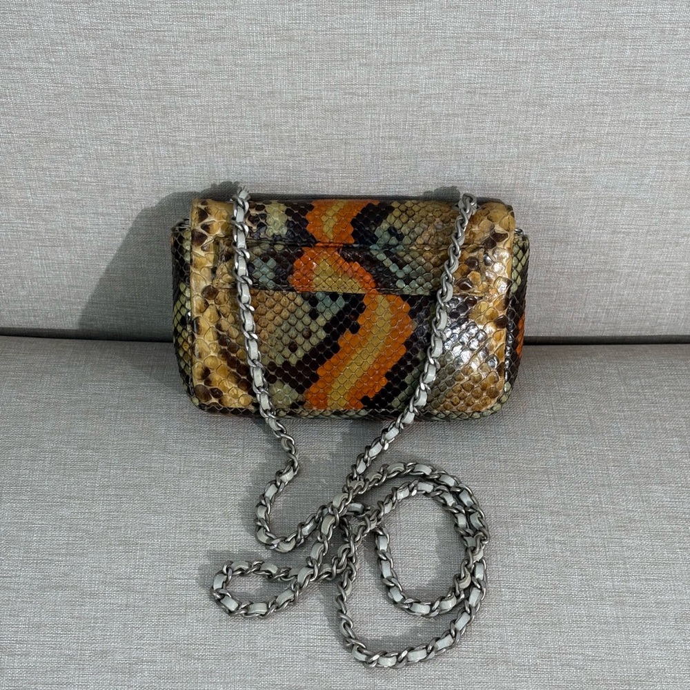 SOLD - CHANEL Multicolor Python Mini Flap Bag SHW - Picture 6 of 16